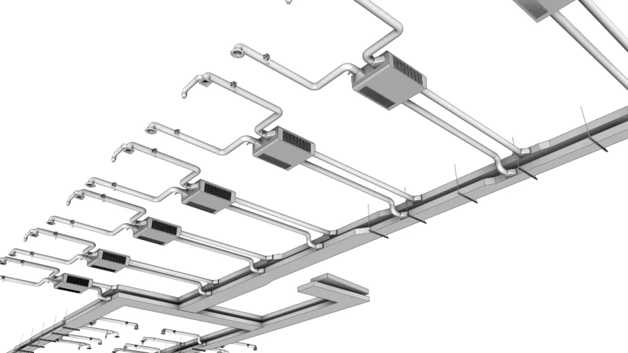 吊顶暖通末端系统SU模型 SU模型免费下载_sketchup模型