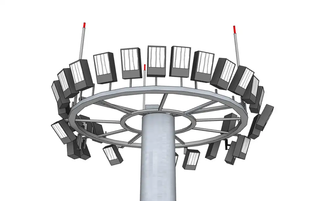 环形高杆球场灯SU模型 SU模型免费下载_sketchup模型