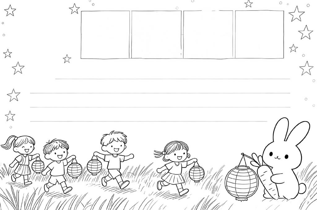 中秋佳节手抄报线稿图