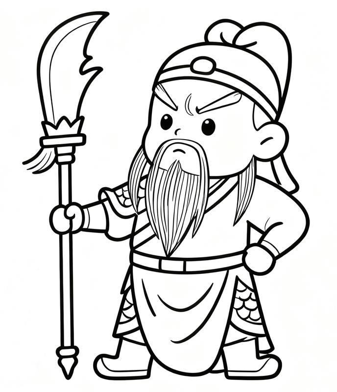 简笔画:关羽关云长人物线稿图