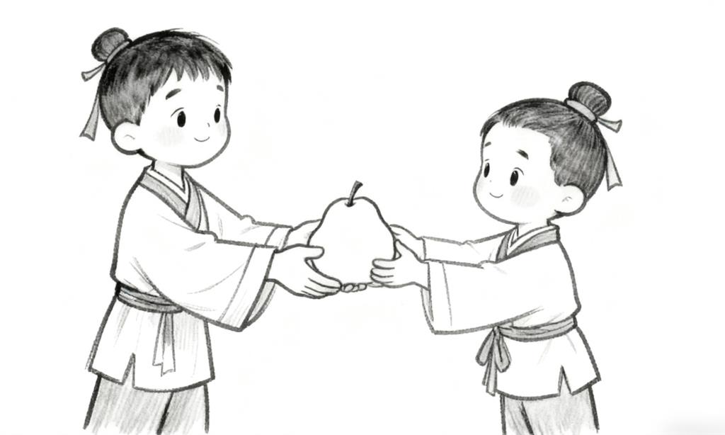 简笔画:孔融让梨线稿图