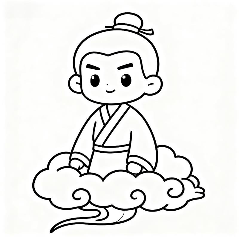 简笔画:入青云古代人物线稿图