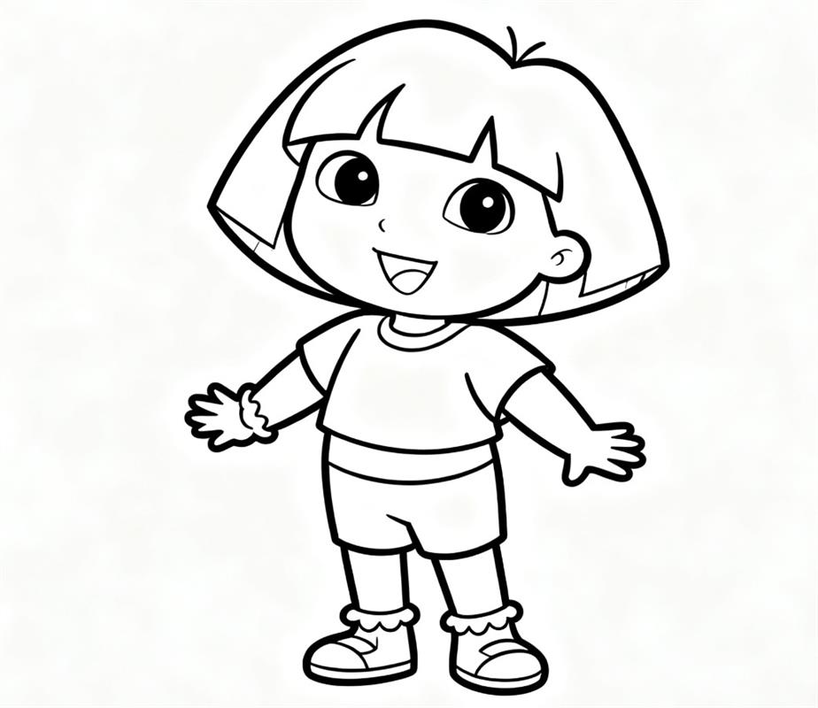 简笔画:朵拉Dora卡通人物线稿图