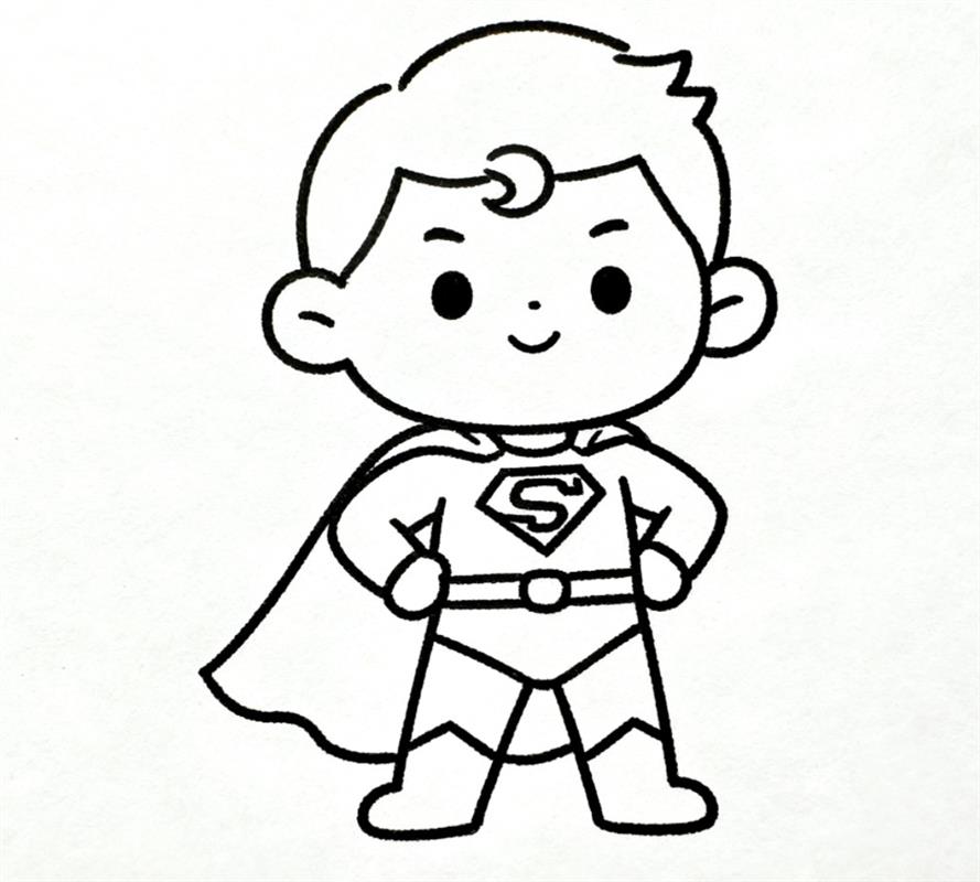 简笔画:我的超人爸爸线稿图
