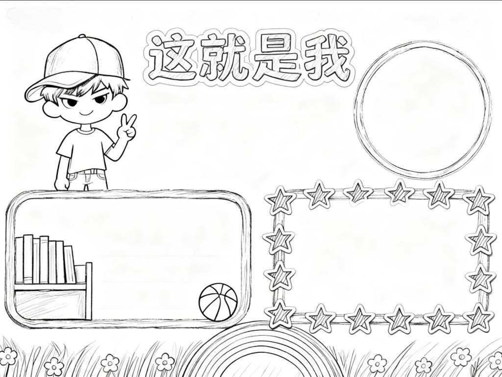 手抄报:自我介绍的手抄报线稿图