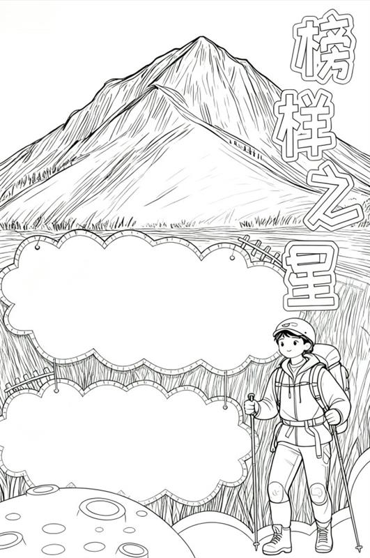 手抄报:班级榜样之星图片线稿图