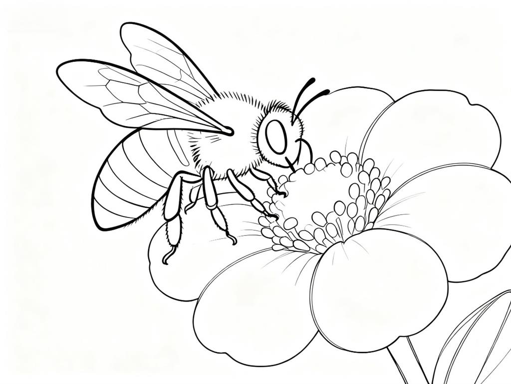 简笔画: 蜜蜂采蜜简笔画线稿图