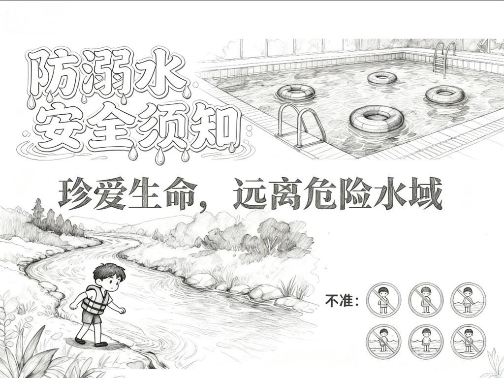 手抄报: 防溺水手抄报图片线稿图
