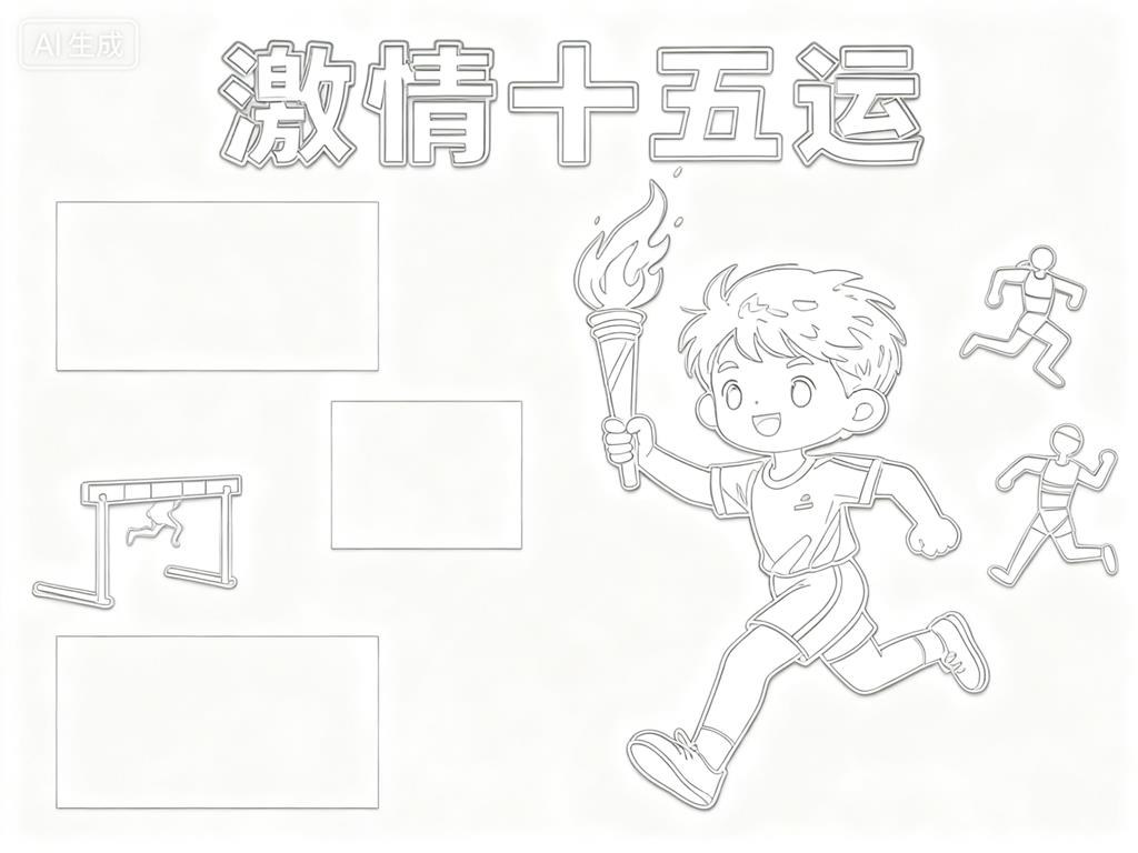 手抄报:十五运全运会小报手抄报小学生手抄报线稿图