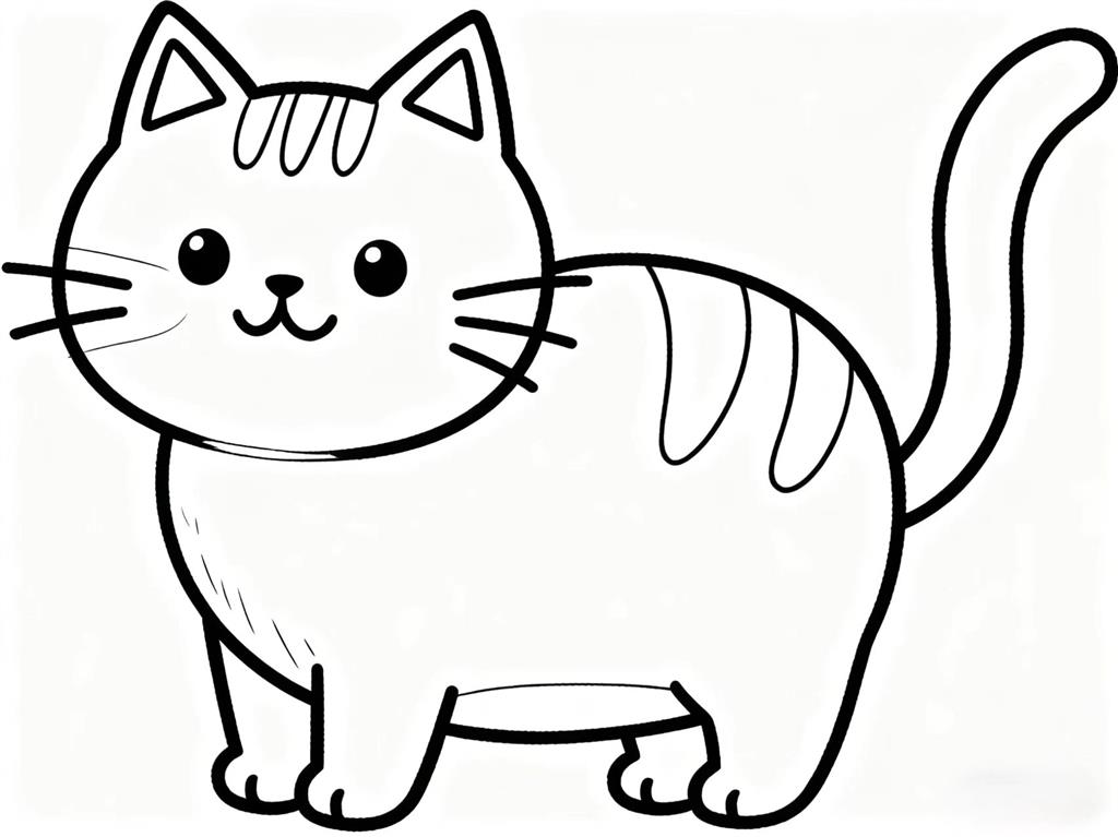 简笔画:咖啡猫图片线稿图