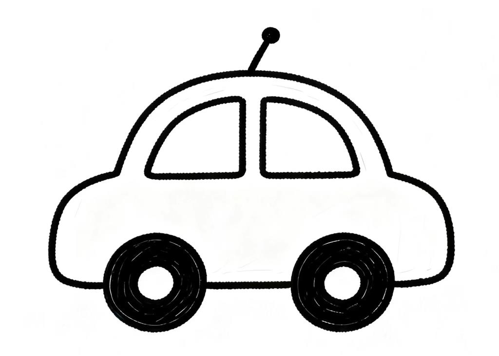 简笔画:儿童小汽车简笔画图片线稿图