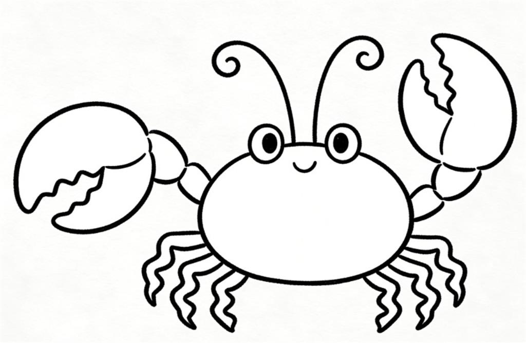 简笔画:卡通螃蟹线稿图