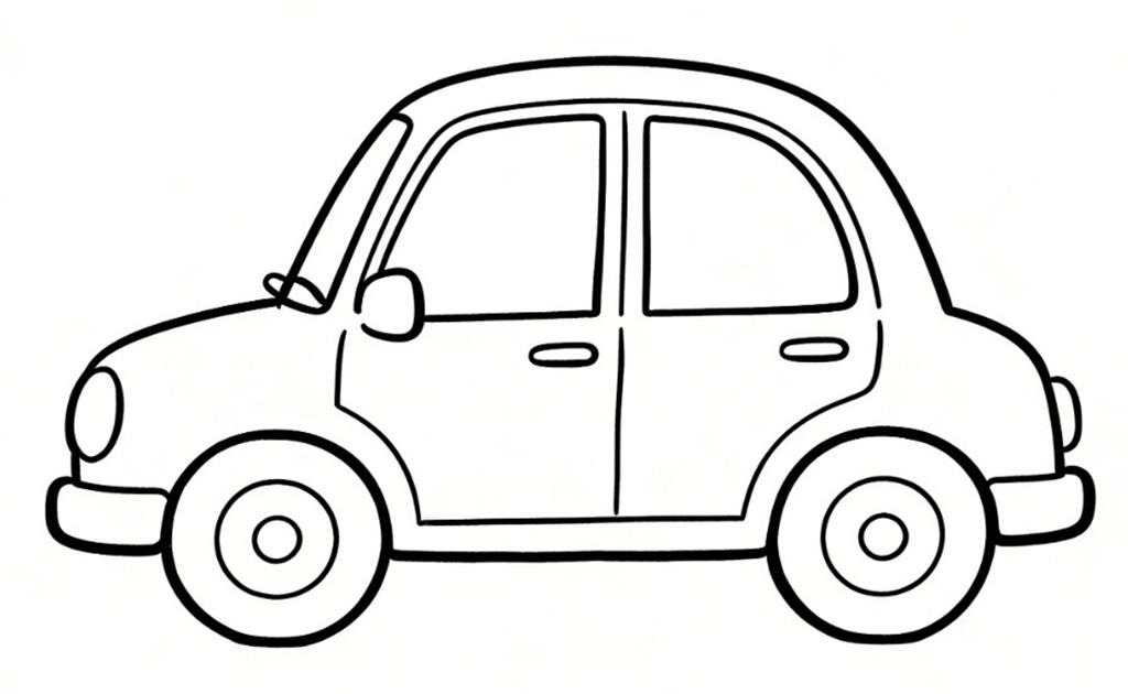 简笔画:一年级小汽车线稿图