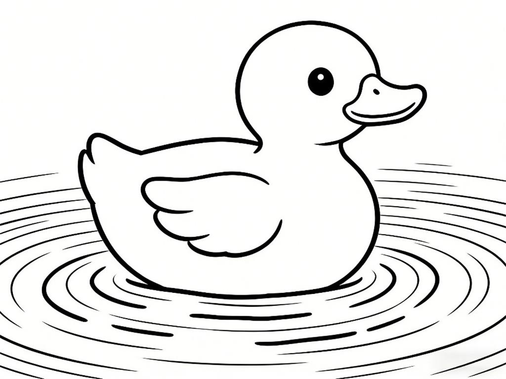 简笔画:小黄鸭卡通动物线稿图