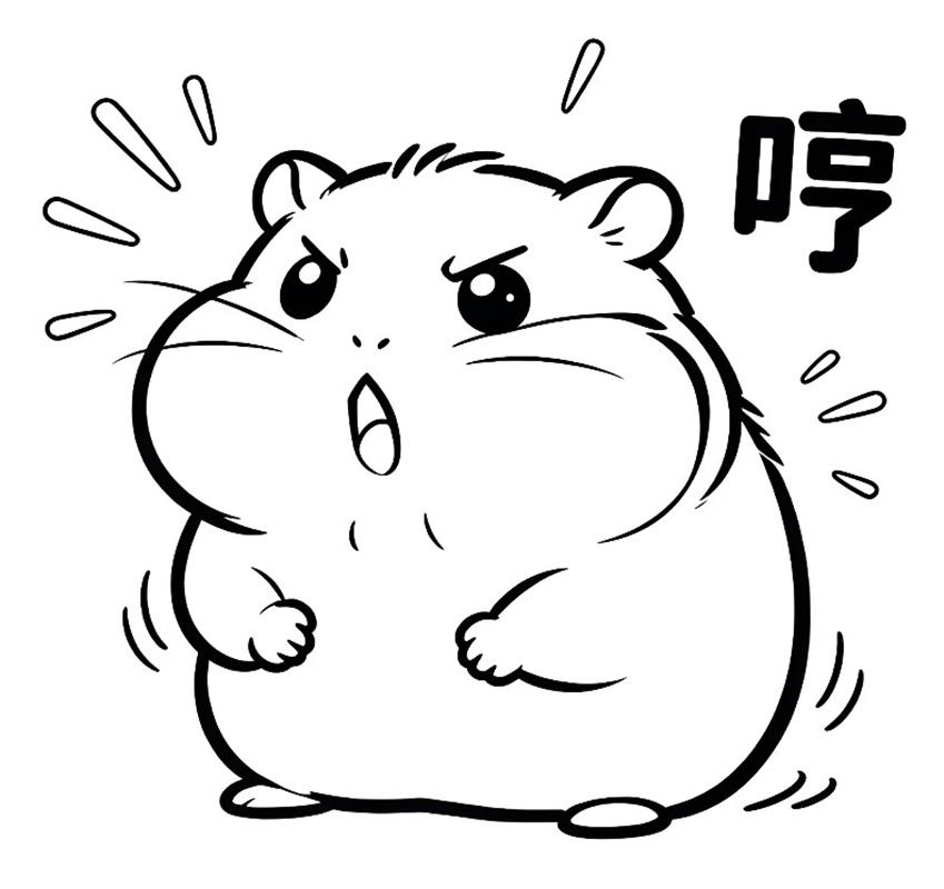 简笔画:可爱的仓鼠线稿图