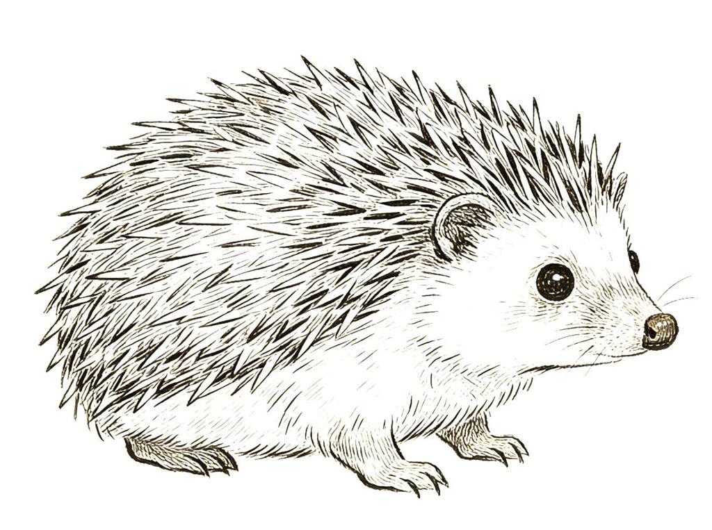 简笔画:可爱的刺猬动物线稿图