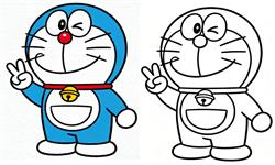 简笔画：哆啦A梦机器猫比个耶