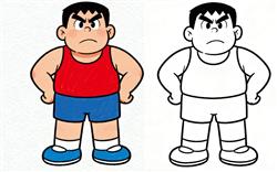 简笔画：胖虎男生人物