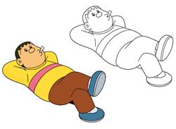 简笔画：胖虎睡觉吹口哨