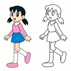 简笔画：源静香人物