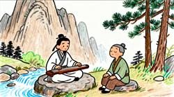 简笔画:高山流水‌-俞伯牙与钟子期知音相惜，喻知音难求