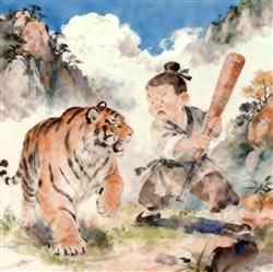 简笔画:景阳冈武松打虎