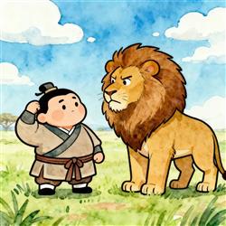 简笔画:水浒林冲斗狮子王