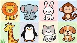 简笔画:九宫格Q版本卡通动物