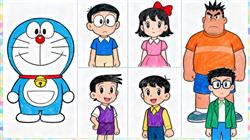 简笔画:六宫格哆啦A梦人物集合