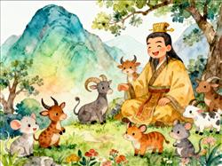 简笔画:黄帝与十二生肖