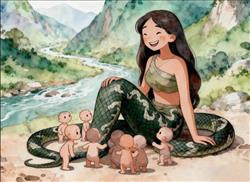 简笔画:女娲造人神话故事