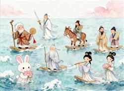 简笔画:八仙过海，各显神通