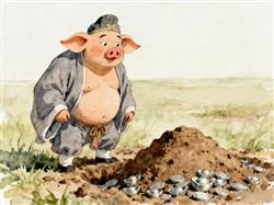 简笔画:天蓬元帅猪八戒之此地无银三百两