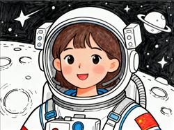 简笔画:女航天员人物