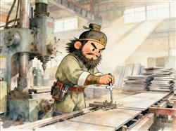 简笔画:三国张飞进厂打螺丝