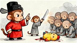 水彩画:杀鸡儆猴故事