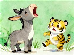 水彩画:黔驴技穷成语故事