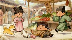 水彩画:顺手牵羊的成语故事