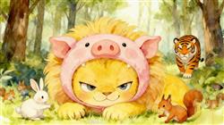 水彩画:扮虎吃老虎的成语故事