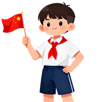 矢量图:少先队员拿旗帜人物PNG透明图