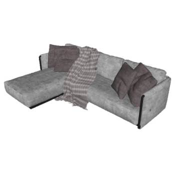 L形沙发布艺家具SU模型 SU模型下载