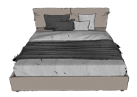 双人床的床铺3D草图模型 SketchUp模型截图 3D设计素材预览