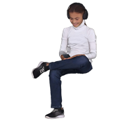 坐姿玩手机听歌人物3D草图模型