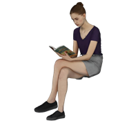 坐姿看书人物草图3D模型 SketchUp模型截图 3D设计素材预览