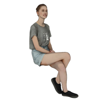 开心坐姿人物3D草图素材