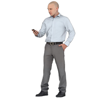 商务站着玩手机的男人人物3D草图模型