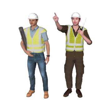 工地工人人物SU模型 SU模型下载