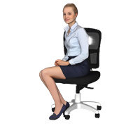 办公坐姿人物3D草图模型