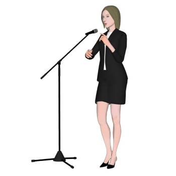 麦克风唱歌女子人物SU模型 SU模型下载