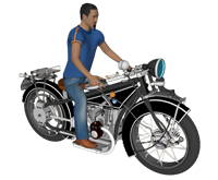 骑摩托车的人物3D草图模型